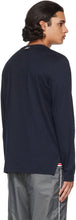 Thom Browne Navy Rib Gusset Long Sleeve T-Shirt