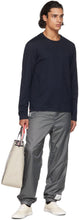 Thom Browne Navy Rib Gusset Long Sleeve T-Shirt