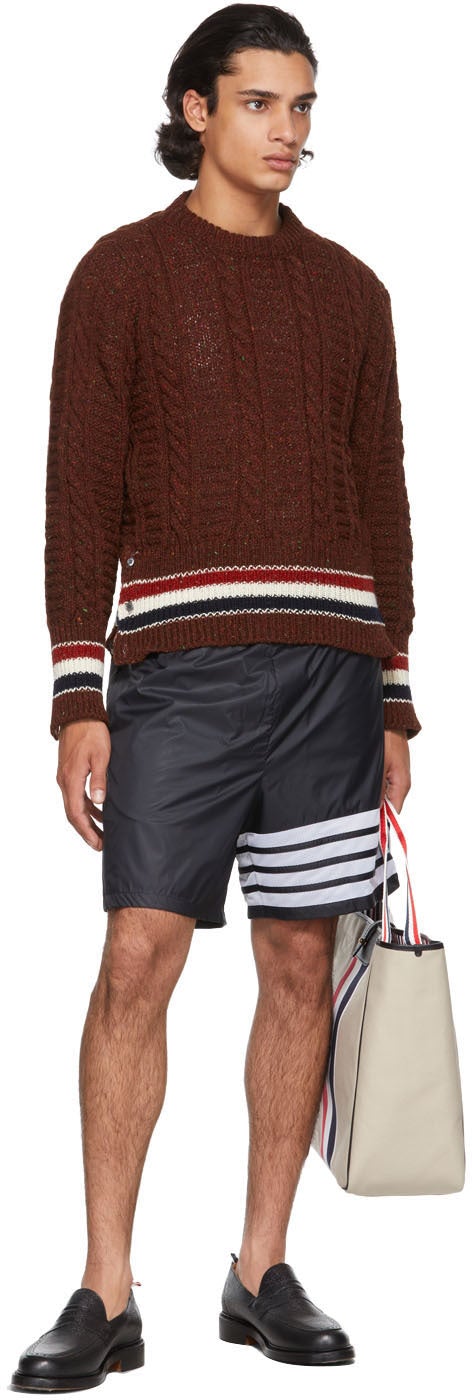 Thom Browne Navy Ripstop 4-Bar Shorts