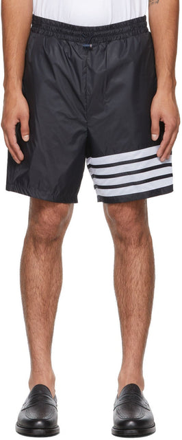 Thom Browne Navy Ripstop 4-Bar Shorts - Thom Browne Navy Ripstop Shorts de 4 bar - Thom Browne Navy Ripstop 4 바 단편