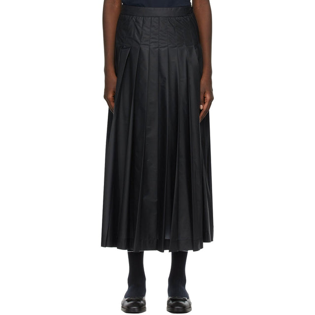 Thom Browne Navy Ripstop Machine Pleated Skirt - Thom Browne Navy Ripstop Jupe plissée - Thom Browne Navy Ripstop 기계 주름진 치마