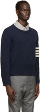 Thom Browne Navy Shetland 4-Bar Crewneck Sweater