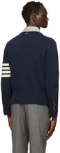 Thom Browne Navy Shetland 4-Bar Crewneck Sweater