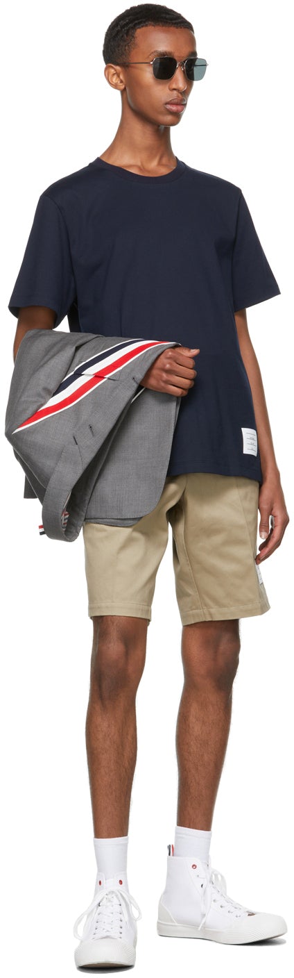 Thom Browne Navy Side Slit T-Shirt