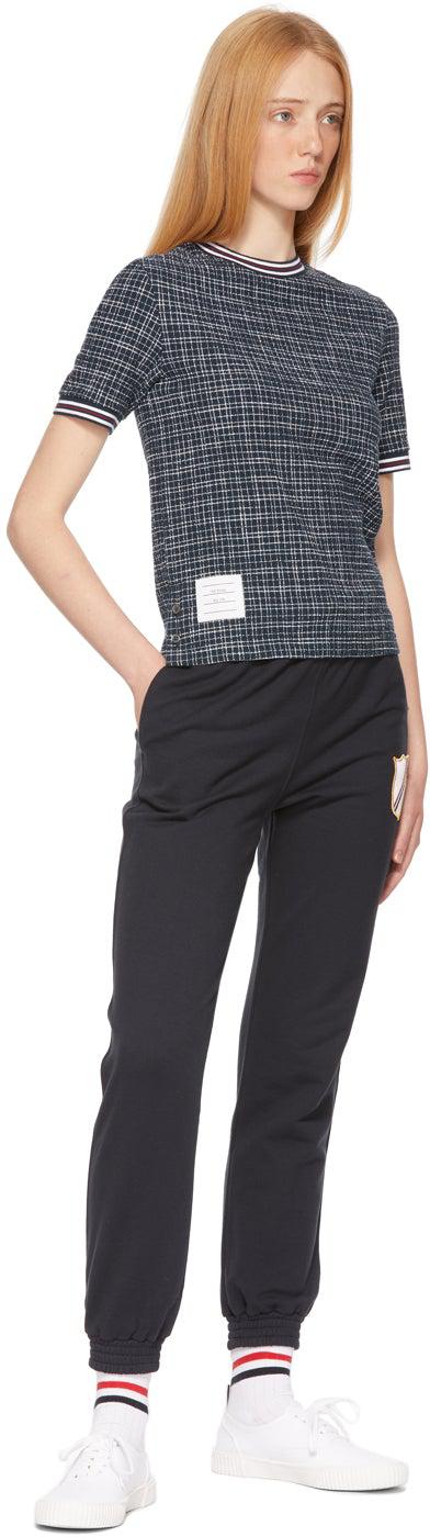 Thom Browne Navy Tweed Small Hairline Check T-Shirt
