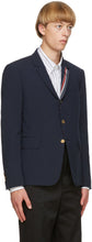 Thom Browne Navy Wool Seersucker Blazer