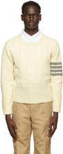 Thom Browne Off-White Shetland 4-Bar Crewneck Sweater - Thom Browne Swewneck Swewneck à 4 barre de Shetland - Thom Browne Off-White Shetland 4-Bar Crewneck 스웨터