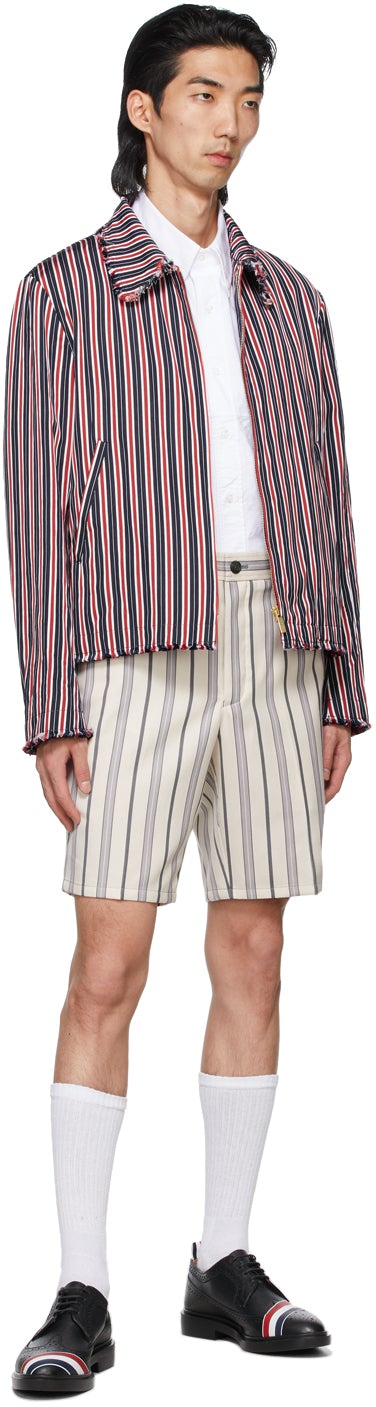 Thom Browne Off-White Striped Wool Shorts