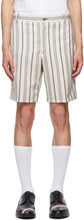 Thom Browne Off-White Striped Wool Shorts - Thom browne shorts de laine rayé blanc blanc - Thom Browne Off-White 스트라이프 양모 반바지