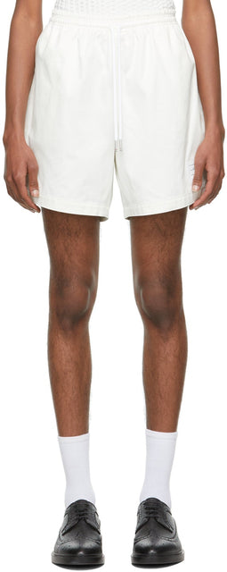 Thom Browne Off-White Twill Rugby Shorts - Thom browne shorts de rugby en sergé blanc blanc - Thom Browne Off-White 능직 럭비 반바지