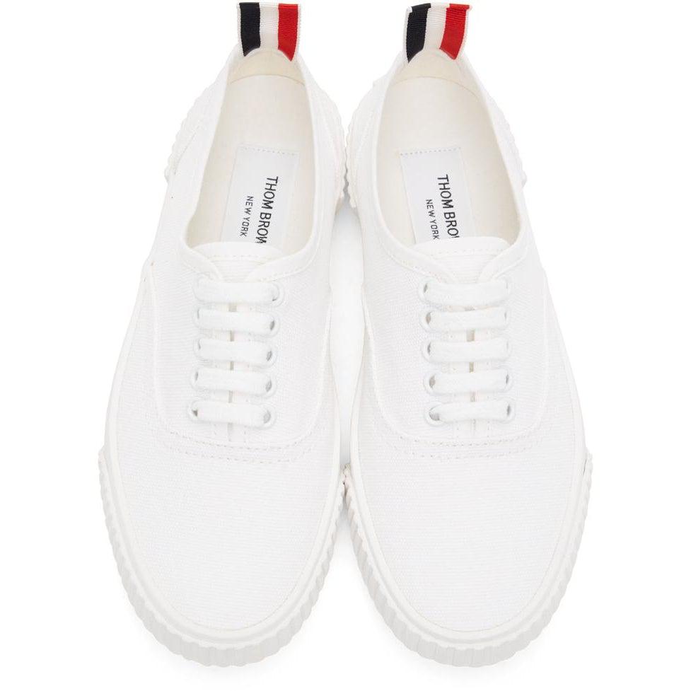 Thom Browne Online Exclusive White Heritage Vulcanized Sneakers