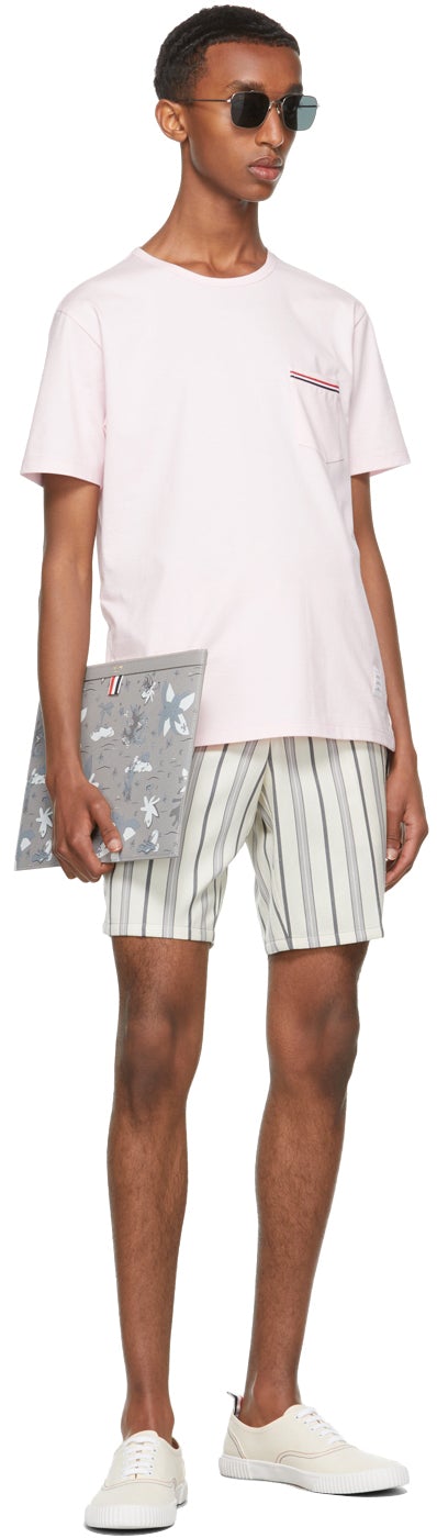 Thom Browne Pink Jersey Striped Chest Pocket T-Shirt