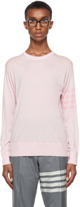 Thom Browne Pink Merino 4-Bar Sweater - Thom Browne Rose Pull Merino 4 bar - Thom Browne 핑크 메리노 4 - 바 스웨터