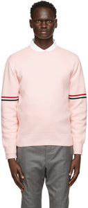 Thom Browne Pink Milano RWB Stripe Sweater - Thom Browne Rose Milano RWB Pull Stripe - Thom Browne 핑크 밀라노 RWB 스트라이프 스웨터