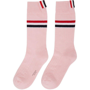 Thom Browne Pink RWB Stripe Mid-Calf Athletic Socks