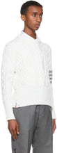 Thom Browne White Aran Cable 4-Bar Sweater