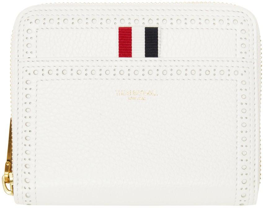 Thom Browne White Brogue Short Zip-Around Wallet – BlackSkinny