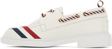 Thom Browne White Diagonal Stripe Boat Shoes