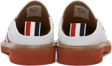 Thom Browne White Diagonal Stripe Penny Loafers