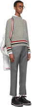 Thom Browne White Down Funnel Neck Double Zip Back Stripe Jacket