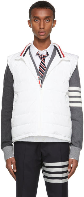 Thom Browne White Down Ski RWB Center Back Stripe Vest - Thom Browne White Down Ski RWB Center Back Vest Stripe - Thom Browne 화이트 다운 스키 RWB 센터 백 스트라이프 조끼