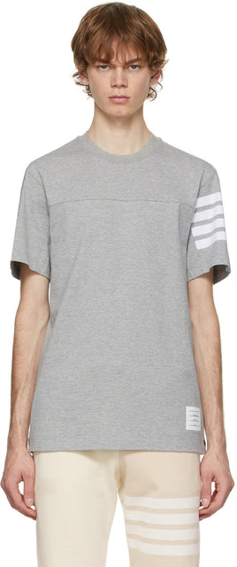 Thom Browne White Engineered 4-Bar T-Shirt - T-shirt T-shirt à 4 barres Thom Browne Browne - Thom Browne White 엔지니어링 4 바 티셔츠