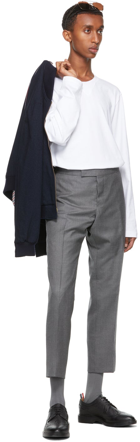 Thom Browne White Gusset RWB Tipping Stripe Long Sleeve T-Shirt