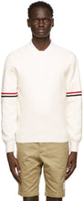 Thom Browne White Milano RWB Stripe Sweater - Thom Browne Blanc Milano RWB Stripe Sweater - Thom Browne White Milano RWB 스트라이프 스웨터
