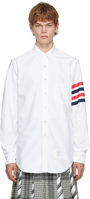 Thom Browne White Oxford GG Top Bar Classic Fit Shirt - Thom Browne BLANC OXFORD GG TOP BAR TOI DE TÊTE CLASSIQUE - Thom Browne White Oxford GG Top Bar Classic Fit Shirt