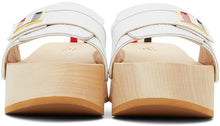 Thom Browne White Wood Logo Clogs