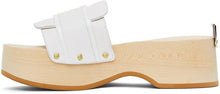 Thom Browne White Wood Logo Clogs