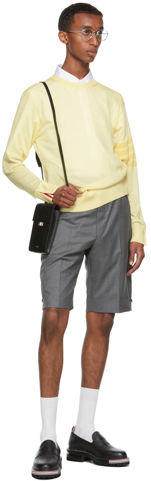 Thom Browne Yellow Classic 4-Bar Sweater