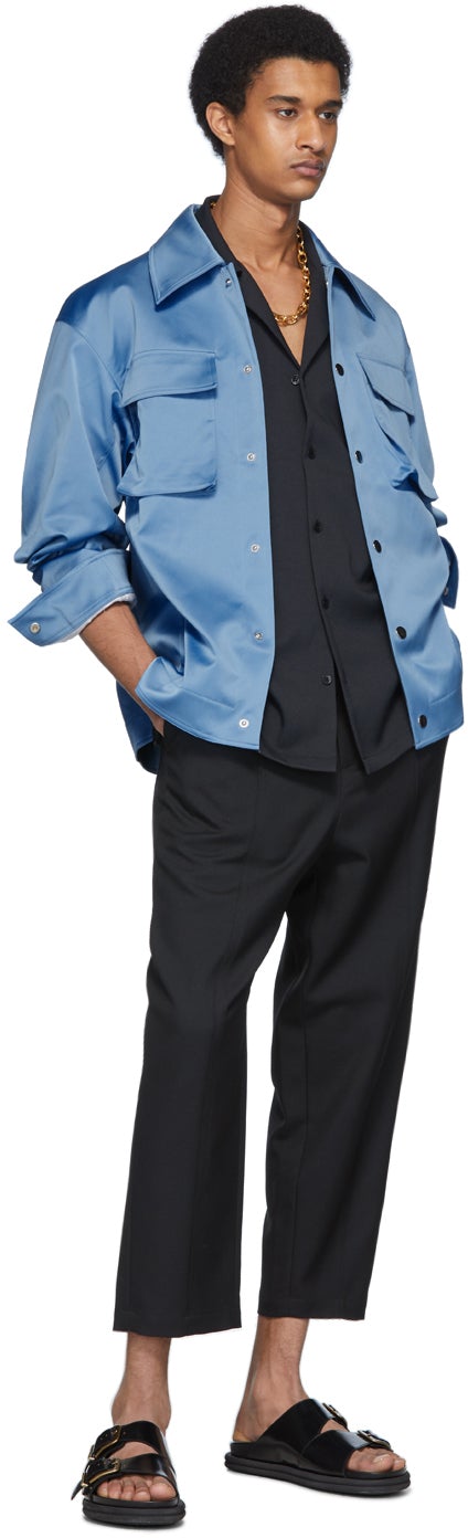 Tibi Black Chalky Drape Shirt