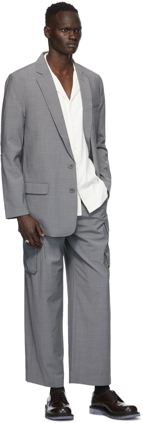 Tibi Grey Cut-Out Long Blazer