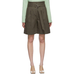Tibi Khaki Gabardine Stella Shorts