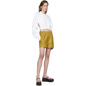 Tibi Khaki Tissue Pull-On Shorts - Short TiBi Kaki Tissu Tissu - Tibi Khaki 조직 풀 온 단락