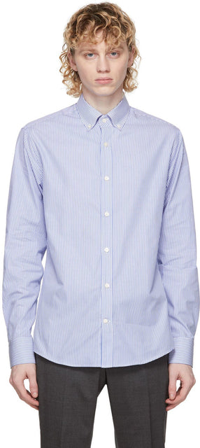 Tiger of Sweden Blue Striped Fenald Shirt - Tigre de la chemise Fenald rayée bleue en Suède - 스웨덴의 호랑이 파란색 스트라이프 Fenald 셔츠