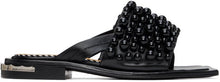 Toga Pulla Black Beads Flat Sandals - Sandales plates de perles noires Toga Pulla - Toga Pulla Black Beads 플랫 샌들
