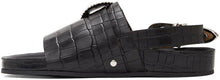 Toga Pulla Black Croc Oversized Buckle Sandals