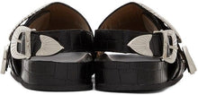 Toga Pulla Black Croc Oversized Buckle Sandals