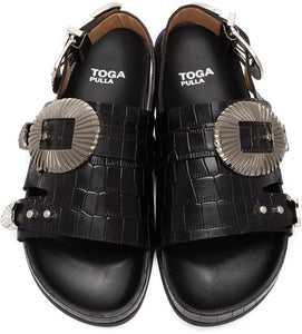 Toga Pulla Black Croc Oversized Buckle Sandals – BlackSkinny