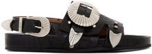 Toga Pulla Black Croc Oversized Buckle Sandals - Sandales à boucle surdimensionnée de Croc Noir Toga Pulla - Toga Pulla Black Croc 대형 버클 샌들