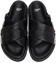 Toga Pulla Black Embellished Platform Flat Sandals