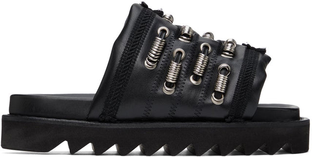 Toga Pulla Black Platform Flat Sandals - Sandales plates plates plates Toga Pulla - Toga Pulla Black 플랫폼 플랫 샌들