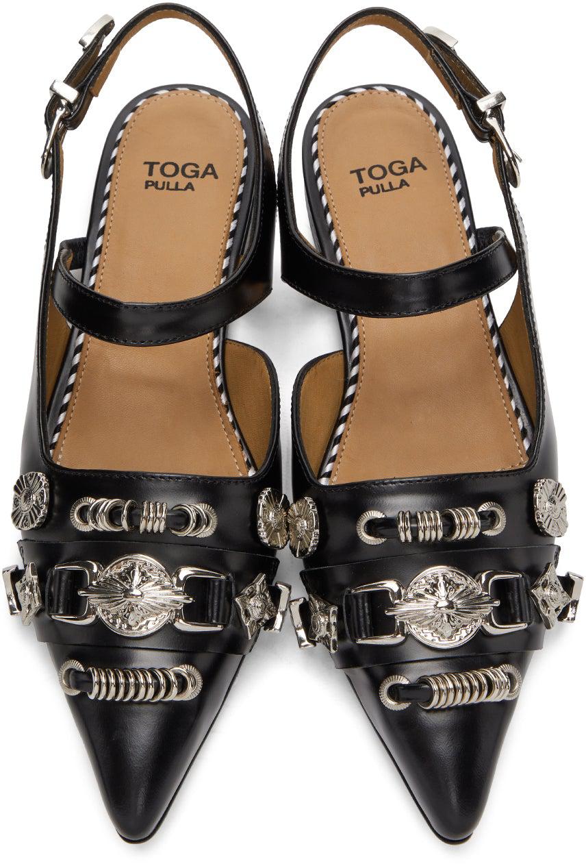 【関税込み】Slingbacks Aj1398 - Toga Pulla - Leather - Black Slingbacks Aj1398 - Toga Pulla - Leather - Black
