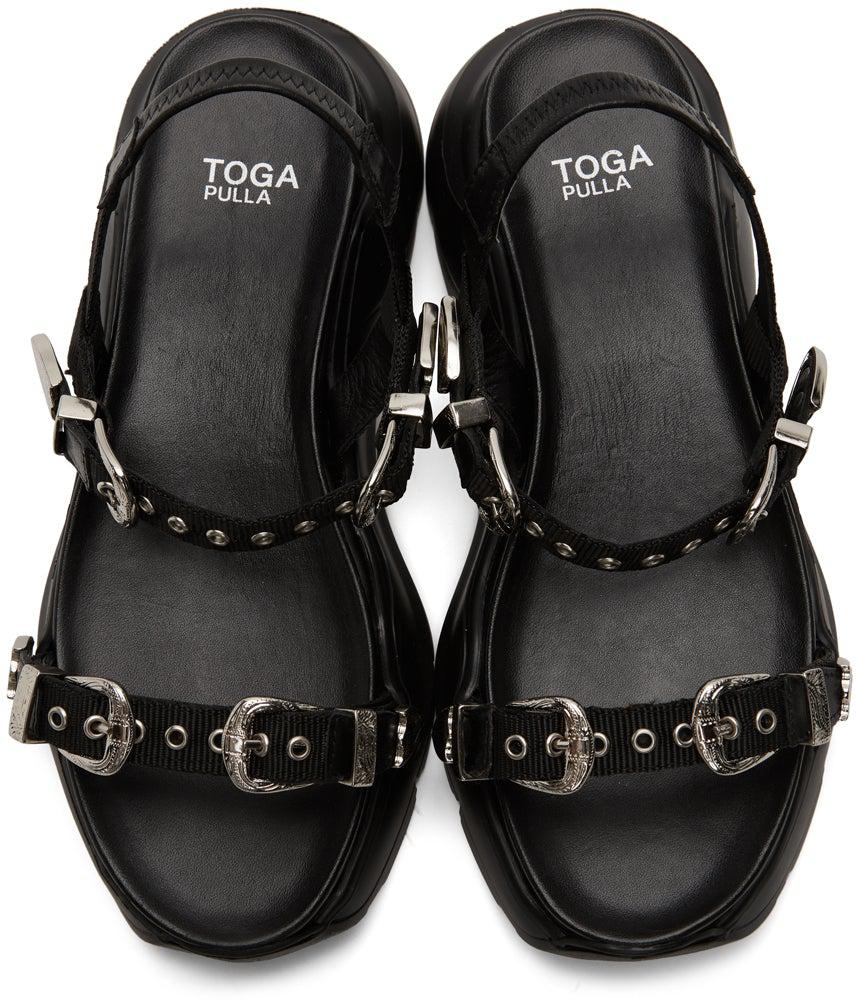 Toga Pulla Black Sporty Platform Sandals
