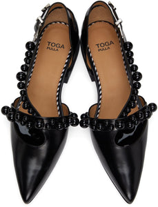 Toga Pulla Black Strapped Ballerina Flats