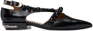 Toga Pulla Black Strapped Ballerina Flats - Toga Pulla Noir Stroke Ballerina Appartements - Toga Pulla Black 묶인 발레리나 아파트