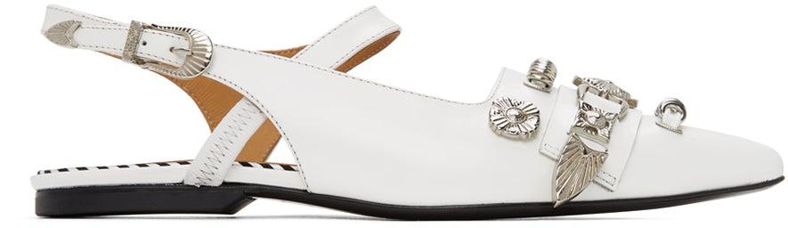 Toga Pulla White Polido Slingback Ballerina Flats – BlackSkinny