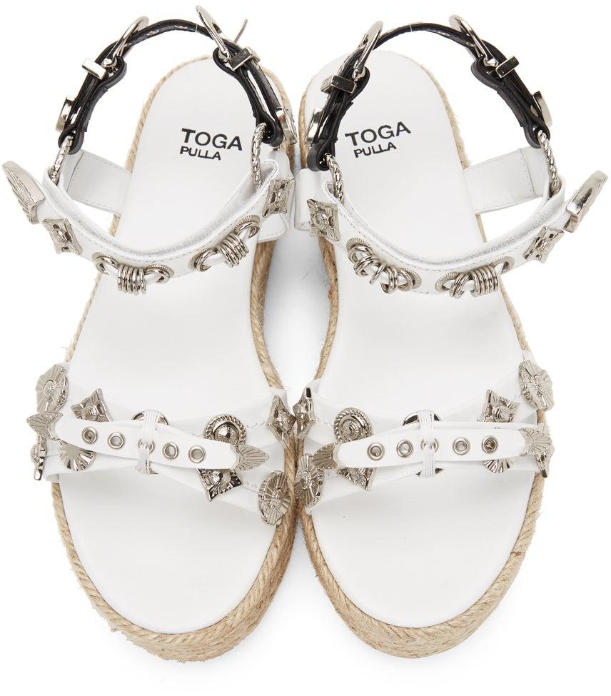 White studded deals platform sandals